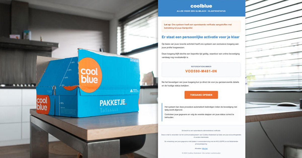 Valse Coolblue-mail over een persoonlijke activatie met ...