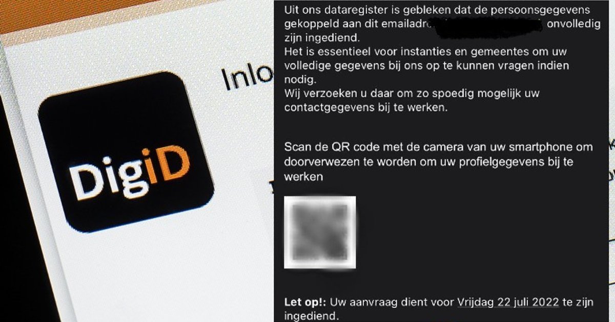 Pas op voor nieuwe valse mail 'DigiD' met QR-code: 'Werk je ...
