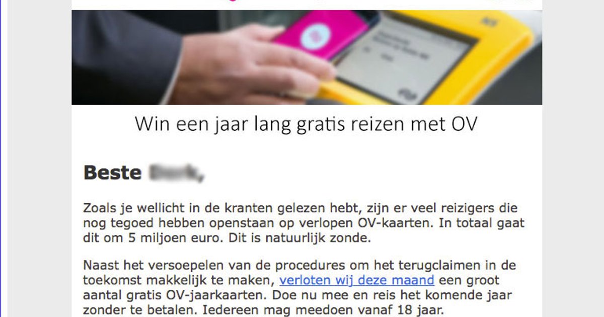 Valse winactie: OV-jaarkaarten | Opgelicht?!