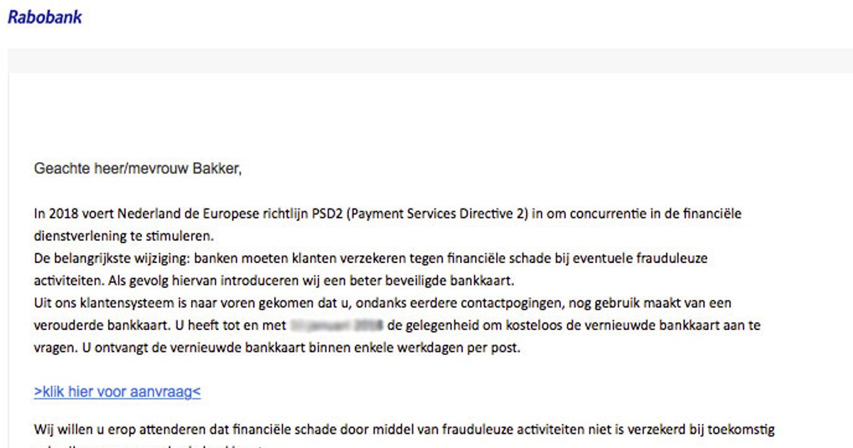 Phishingmail 'Rabobank' over verouderde bankpas | Opgelicht?!