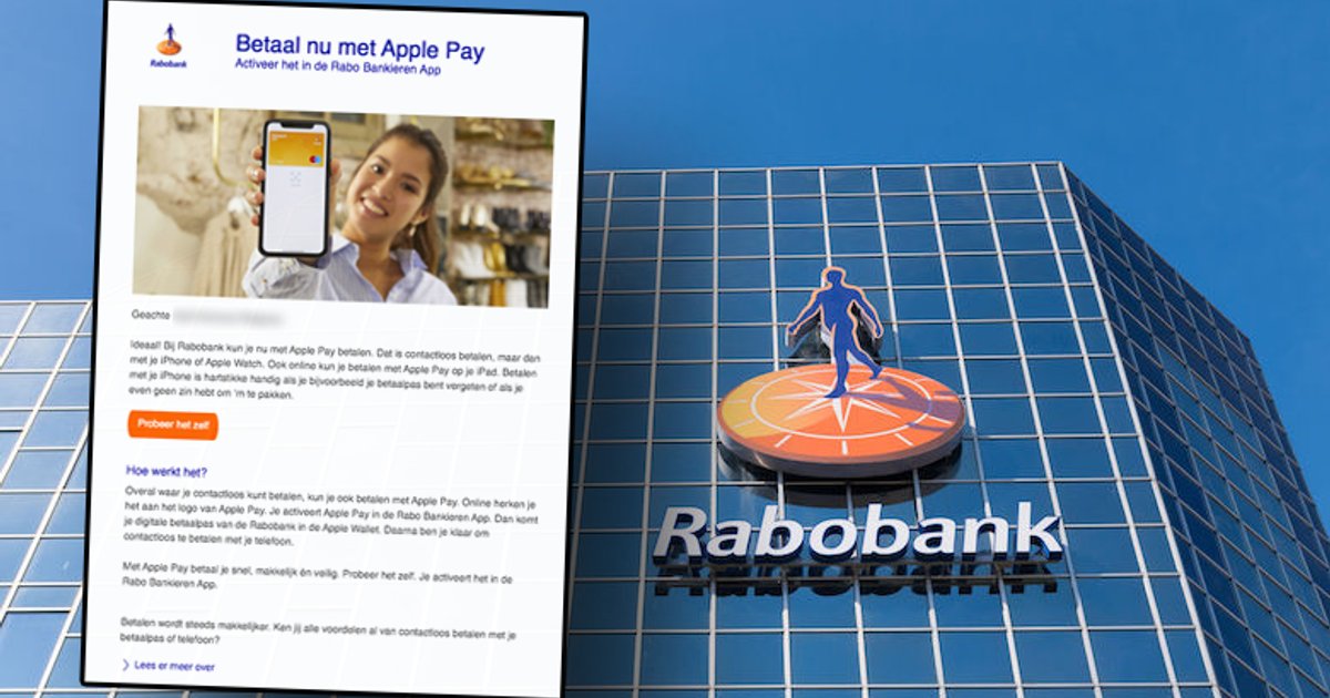 Valse e-mail namens Rabobank: 'Betaal nu met Apple Pay: activeer het in ...