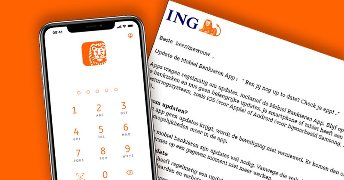 Trap niet in deze nepmail van ING: ‘Update de Mobiel Bankieren App ...