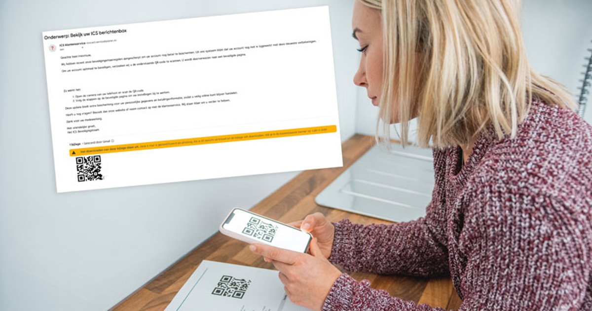 Gevaarlijke QR-code in phishingmail namens ICS over extra beveiliging ...