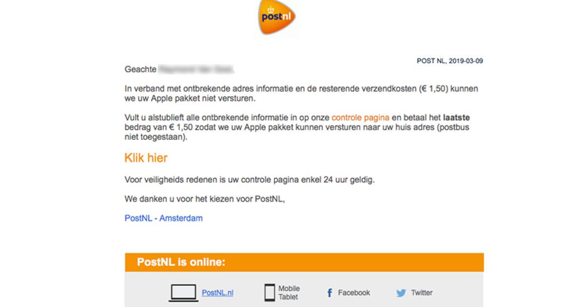 Postnl Error Website Alert! Er is een nepmail van 'PostNL' in omloop | Opgelicht?!