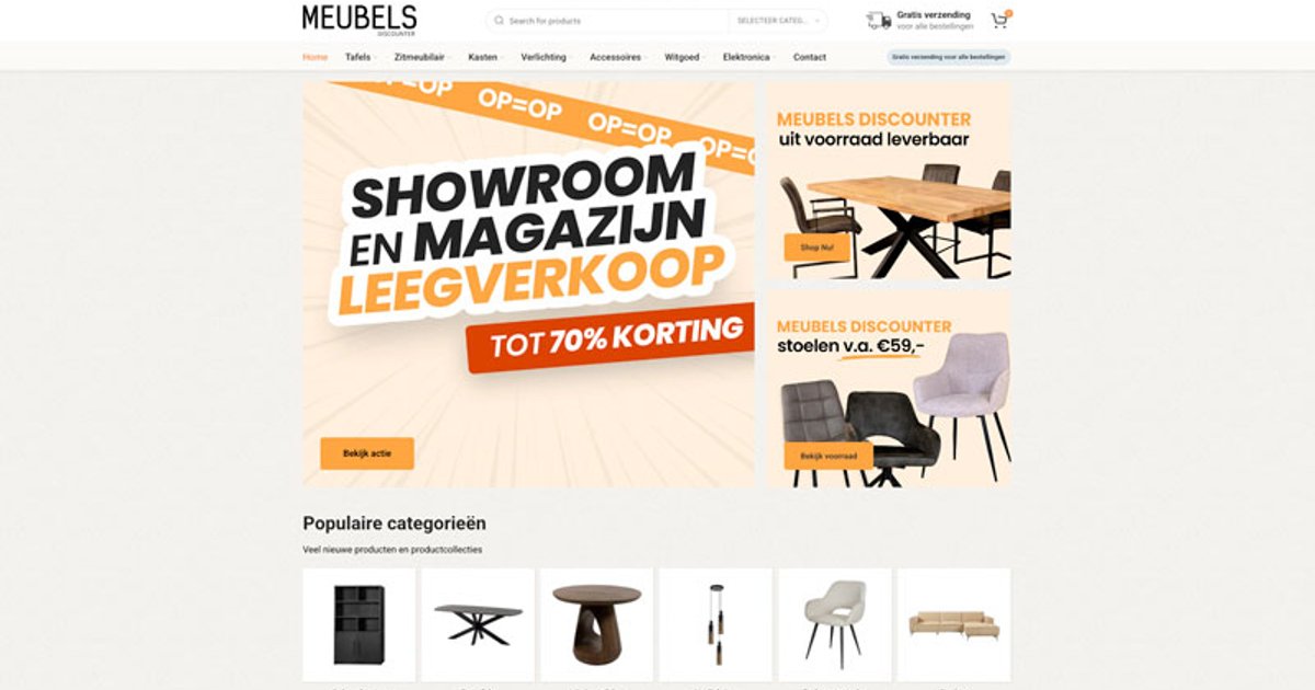 De magazijn leegverkoop met kortingen tot 70 procent bij meubels ...