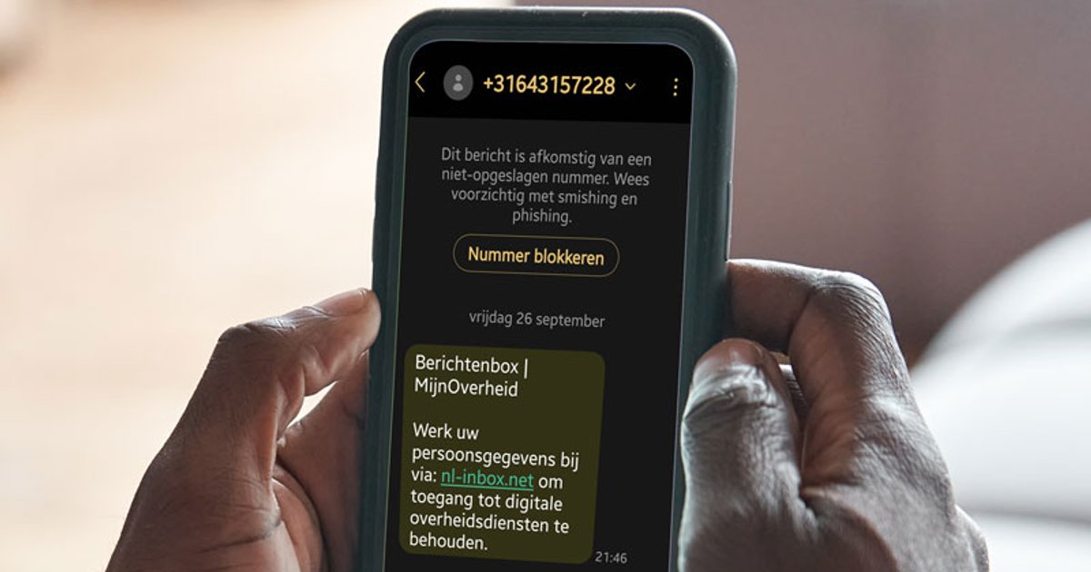 Valse sms namens MijnOverheid over het bijwerken van jouw