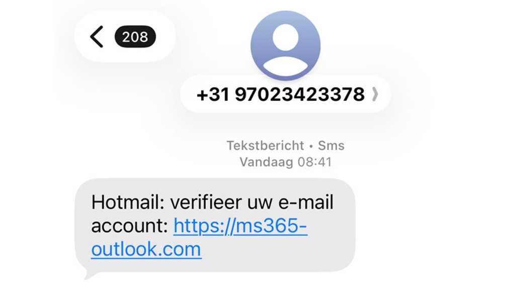 Valse sms namens Microsoft Outlook