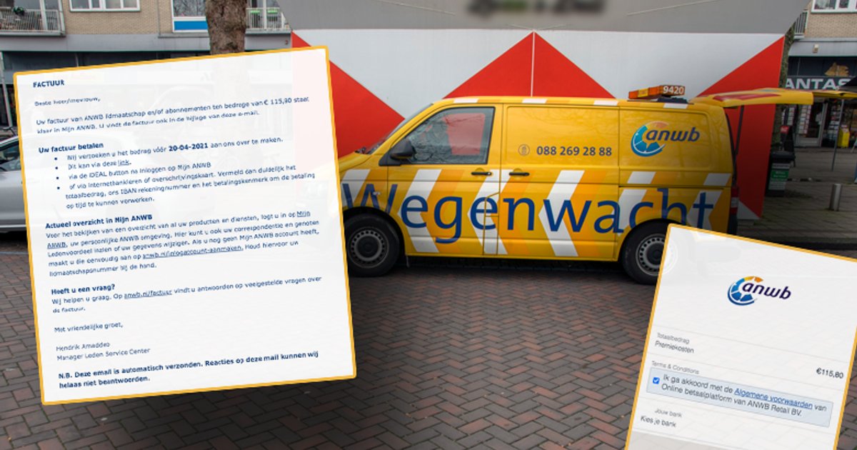 Phishing en oplichting namens ANWB: 'De factuur voor uw ANWB ...